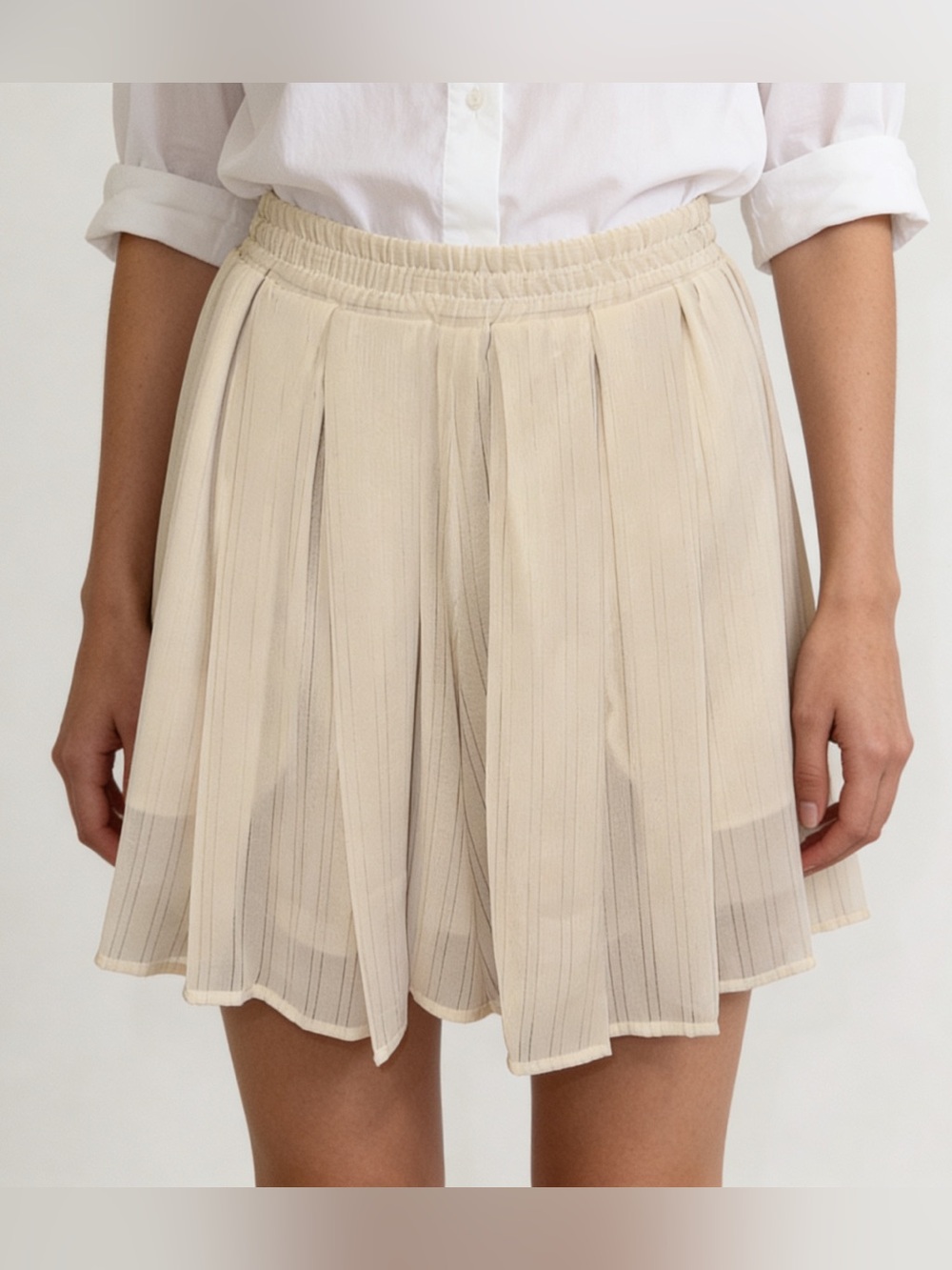 ADEAM Japan Intermix “Parachute” beige chiffon classic shorts XS S M L